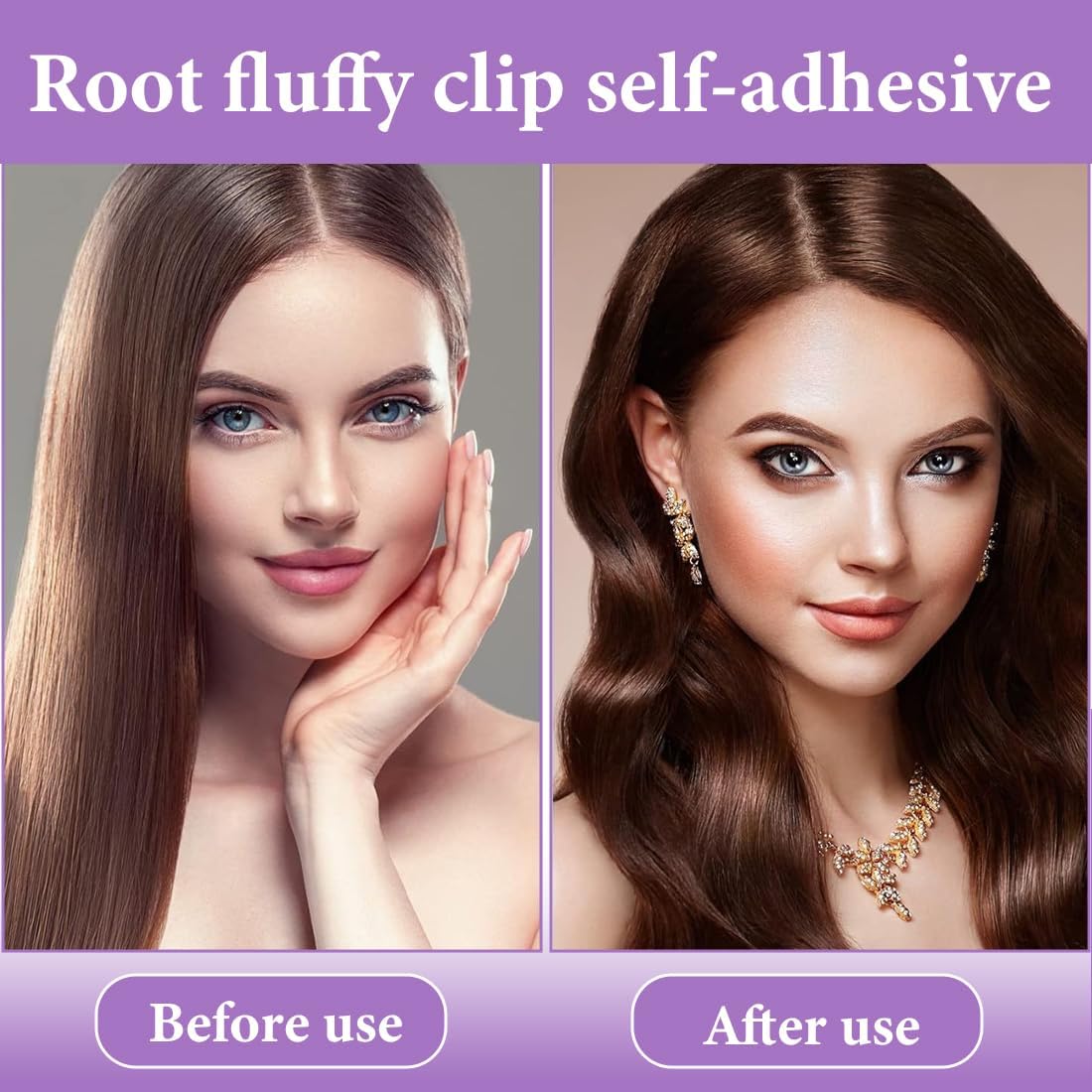 NHQZ Women Instant Volumizing Hair Clips Volume Roller Clips Curls Roots for All Hair Types Purple 2 Pcs