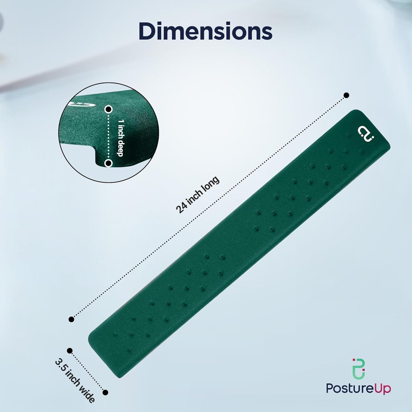 EdgeRest PostureUp L-Shaped Desk Long Wrist Rest Elbow, Forearm Comfort Support Table or Desk Edge, Non-Slip, Memory Foam Padding, Ergonomic Design for Extended Work, Universal Green (Forest Green)