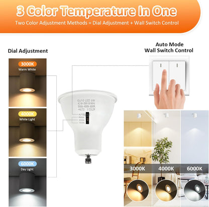 Gleonlux LED Ceiling Spotlight Adjustable White LED Ceiling Spotlights Dimmable 5W GU10 3000K Warm / 4000K Neutral / 6000K Cool Modern Aluminium Indoor LED Spotlight Diameter 80 x 84 mm