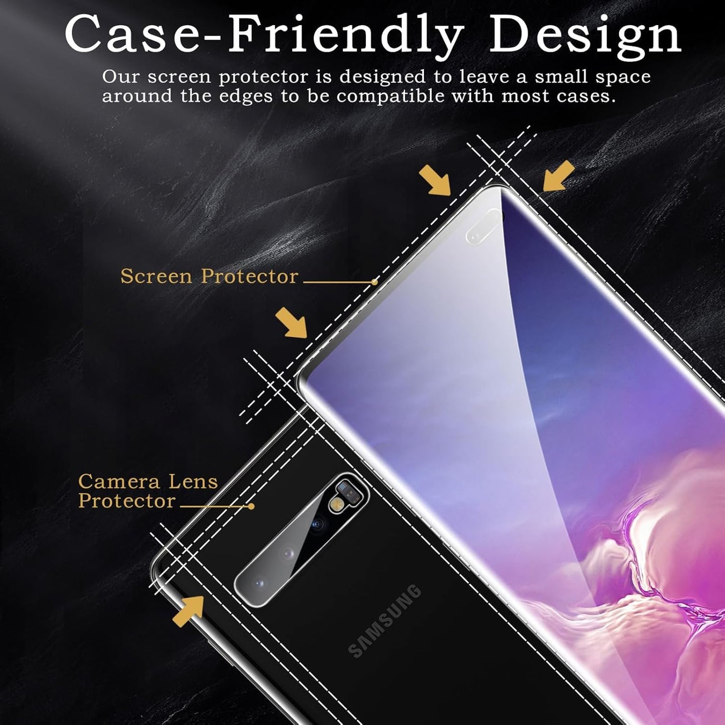 2 Pack Screen Protector for Samsung Galaxy S10 Plus 2 Pack Camera Lens Protector, 3D Tempered Glass Film, Ultra HD 9H Hardness Case Friendly Anti Scratch Ultra Resistant Shatter Protection