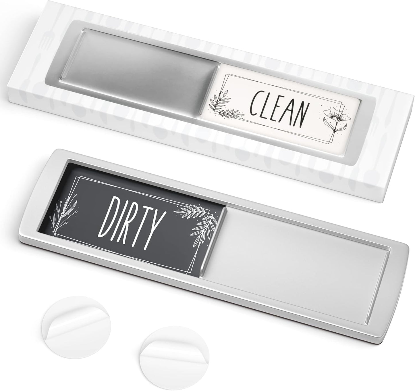 Stylish Dishwasher Magnet Clean Dirty Sign - 2 by 7 Inch - Ideal Clean Dirty Magnet for Dishwasher - Kitchen Organizer and Gadget - Nice Office, Home Farmhouse Decor