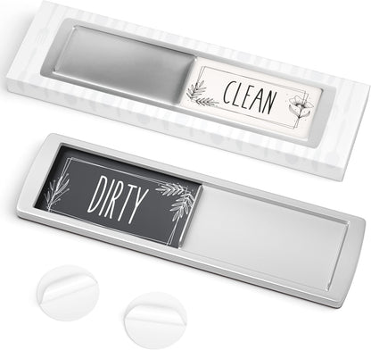 Stylish Dishwasher Magnet Clean Dirty Sign - 2 by 7 Inch - Ideal Clean Dirty Magnet for Dishwasher - Kitchen Organizer and Gadget - Nice Office, Home Farmhouse Decor