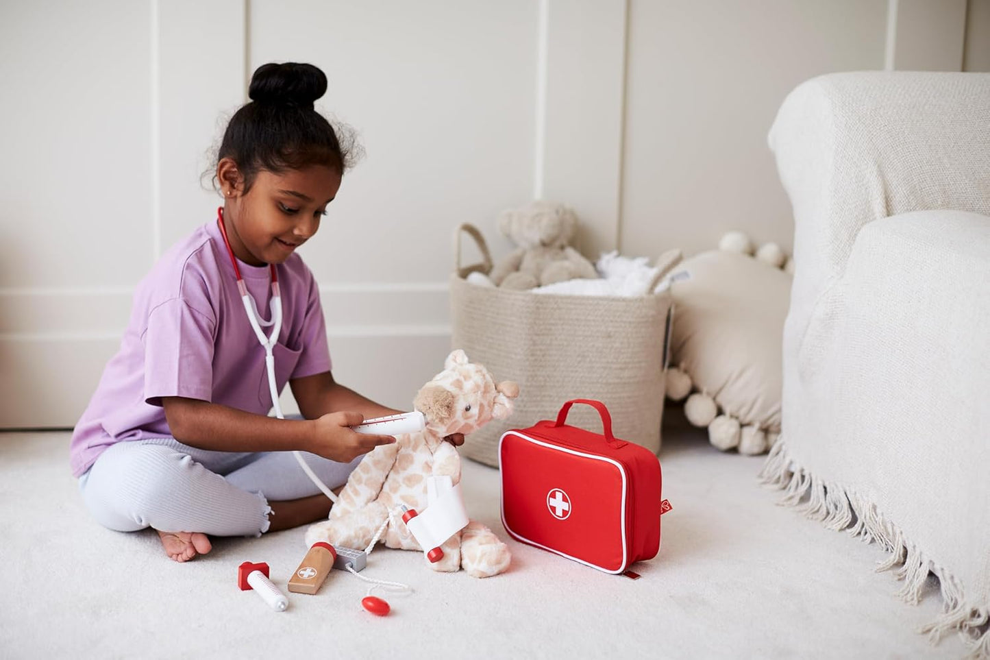 7pc Hape 22cm Doctor on Call Kids/Medical Pretend Play Wooden Toy Kit Set 3y+