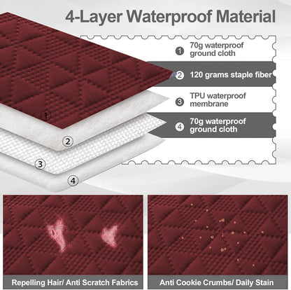 Taiyang Dog Sofa Cover Waterproof Dog Blanket Waterproof Dog Furniture Protector for Kids Children Dog Cat with Non-Slip Rubber Bottom (Bright Red, 82-82 Inch)