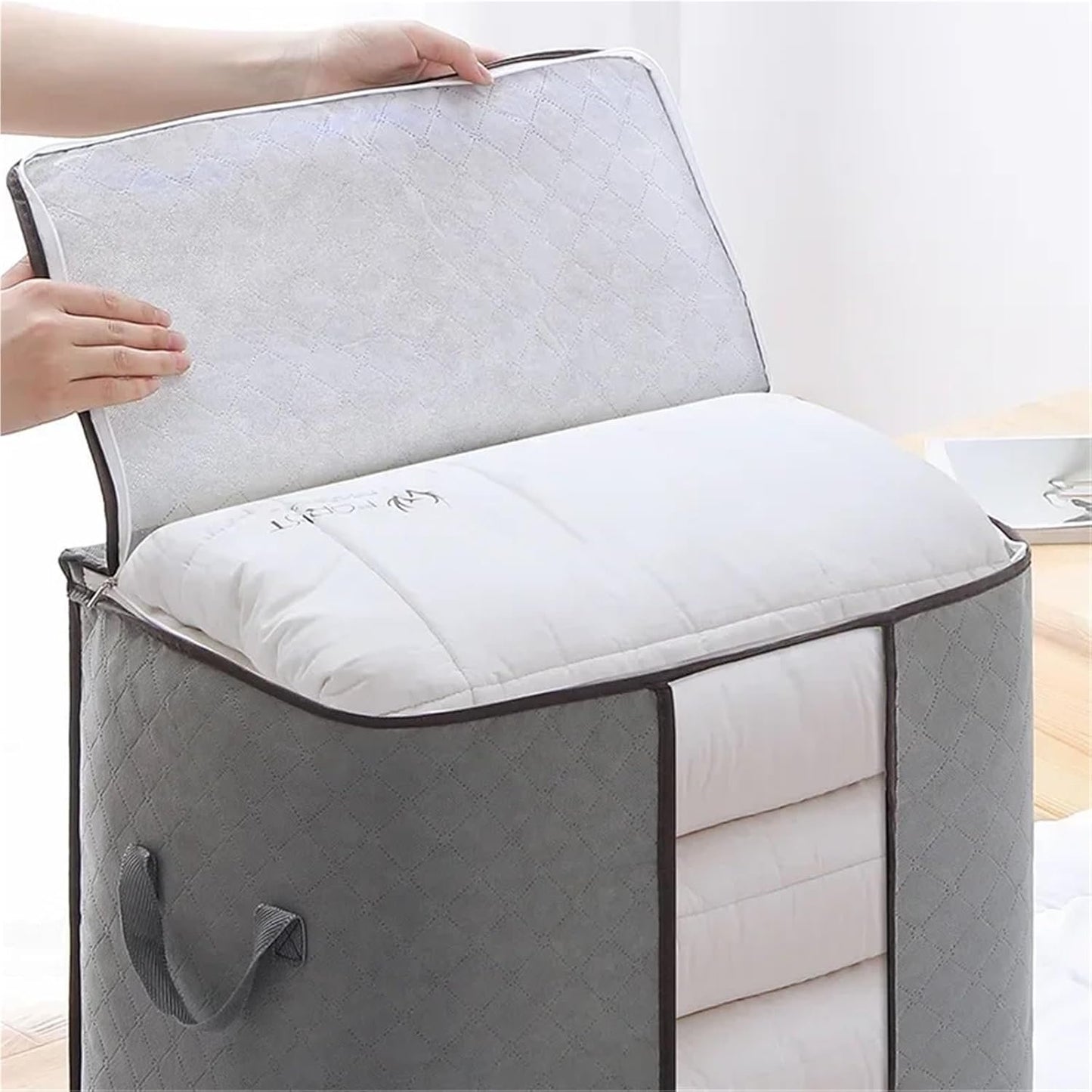 Baskets for closet organization Thickened Nonwoven Multifunctional Storage Bag Clothes Quilt Moving Packing Luggage Bag(70X50X30cm pink)