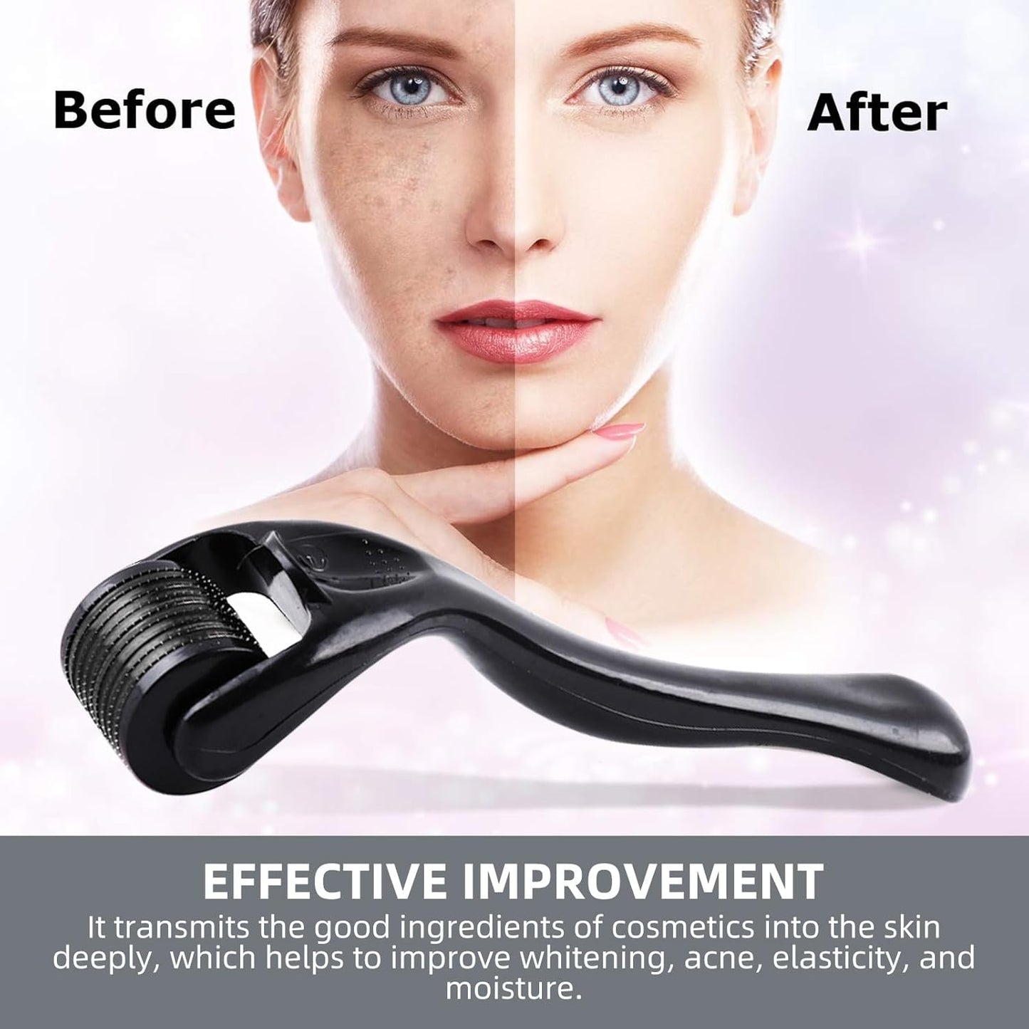 Titanium 0.25mm Microneedle Roller for Face & Body - Advanced Beard & Hair Growth Tool, Household Facial Beauty Roller, Perfect Skin Care Solution for Home & Salon Use (6 PCS Black)