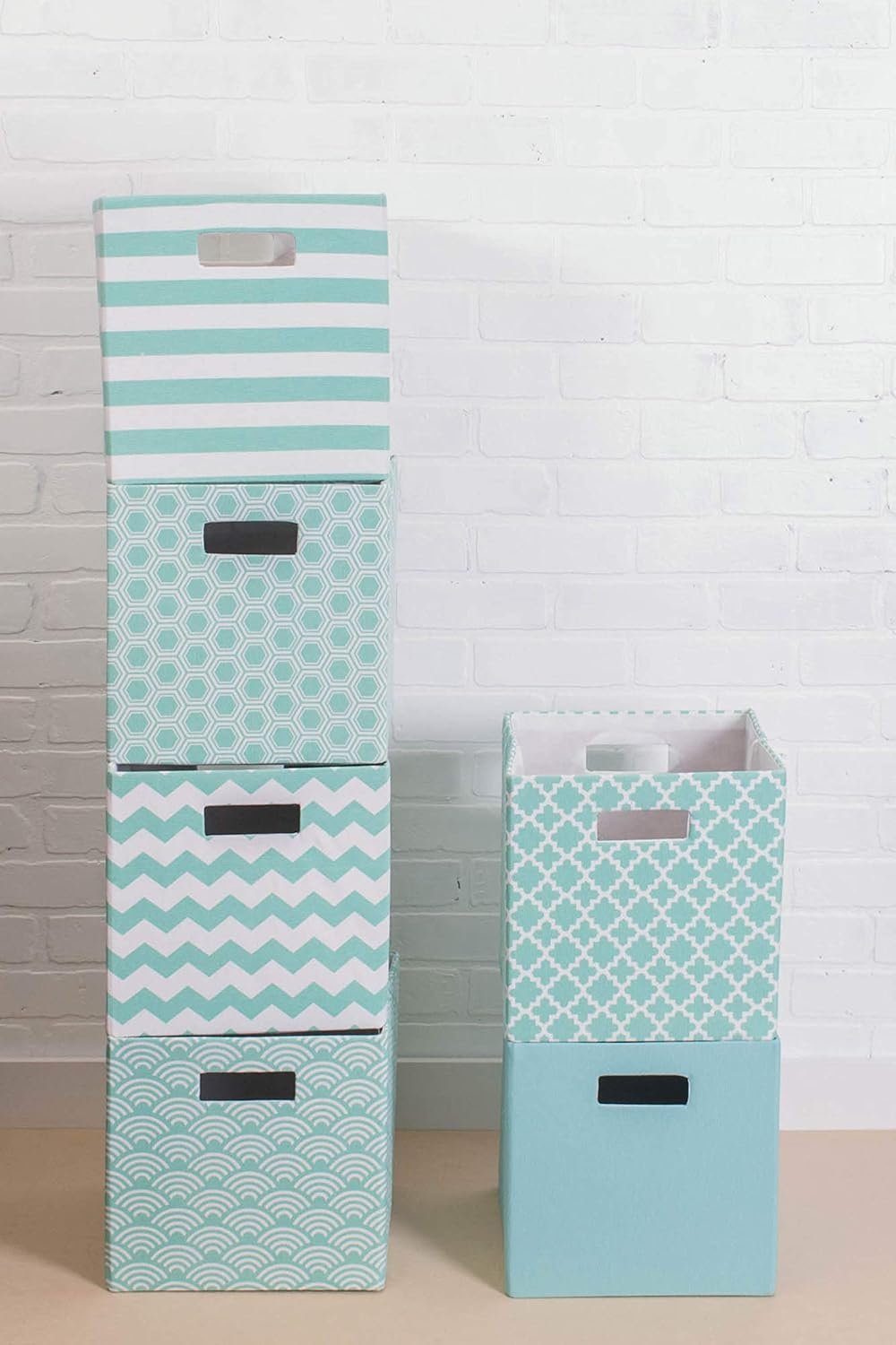 DII Hard Sided Collapsible Fabric Storage Container for Nursery, Offices, & Home Organization, (11x11x11)-Solid Aqua