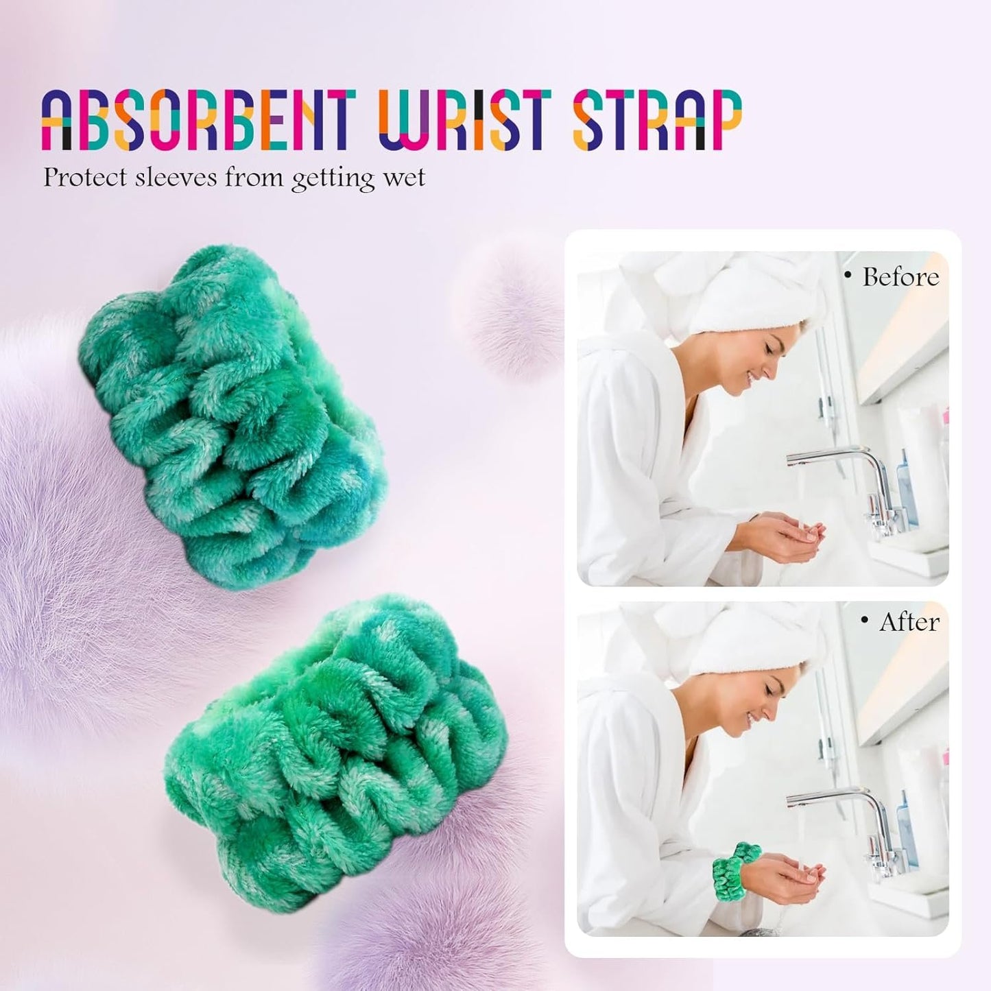 Hroevc 4PCS Tie-Dye Spa Headband and Wristband Set for Face Washing, Puffy Facial Terry Cloth Makeup Face Wash Headband for Women Girls（Tie-Dye 1）