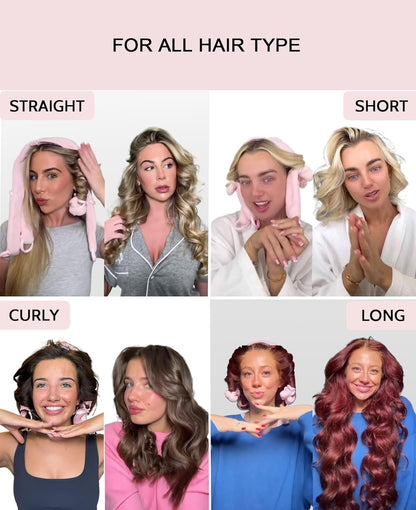 Heatless Hair Curler Overnight Curls Headband No Heat Hair Curlers Rollers to Sleep in for Long Hair, Soft Heatless Curling Ribbon Set with Clip, Hair Care Styling Tools, Brown
