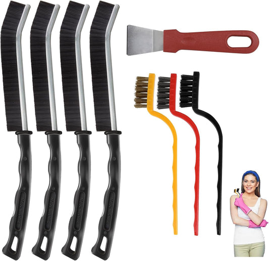 WDRIGE 8Pcs Crevice Cleaning Brushes for Household Use, Grout Cleaner Brush, Hard Bristle Groove, Gap Cleaning Tool, Suitable for Kitchen, Bathroom and Other Areas That are Usually Difficult to Reach