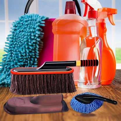 Auto Duster, Car Cleaning Brush, 53.9/21.1/12.4 Inches, Telescoping Handle, Rotatable Soft Bristle Detailing Tool, Multipurpose Vehicle Dusters for Car and Vehicles, Black