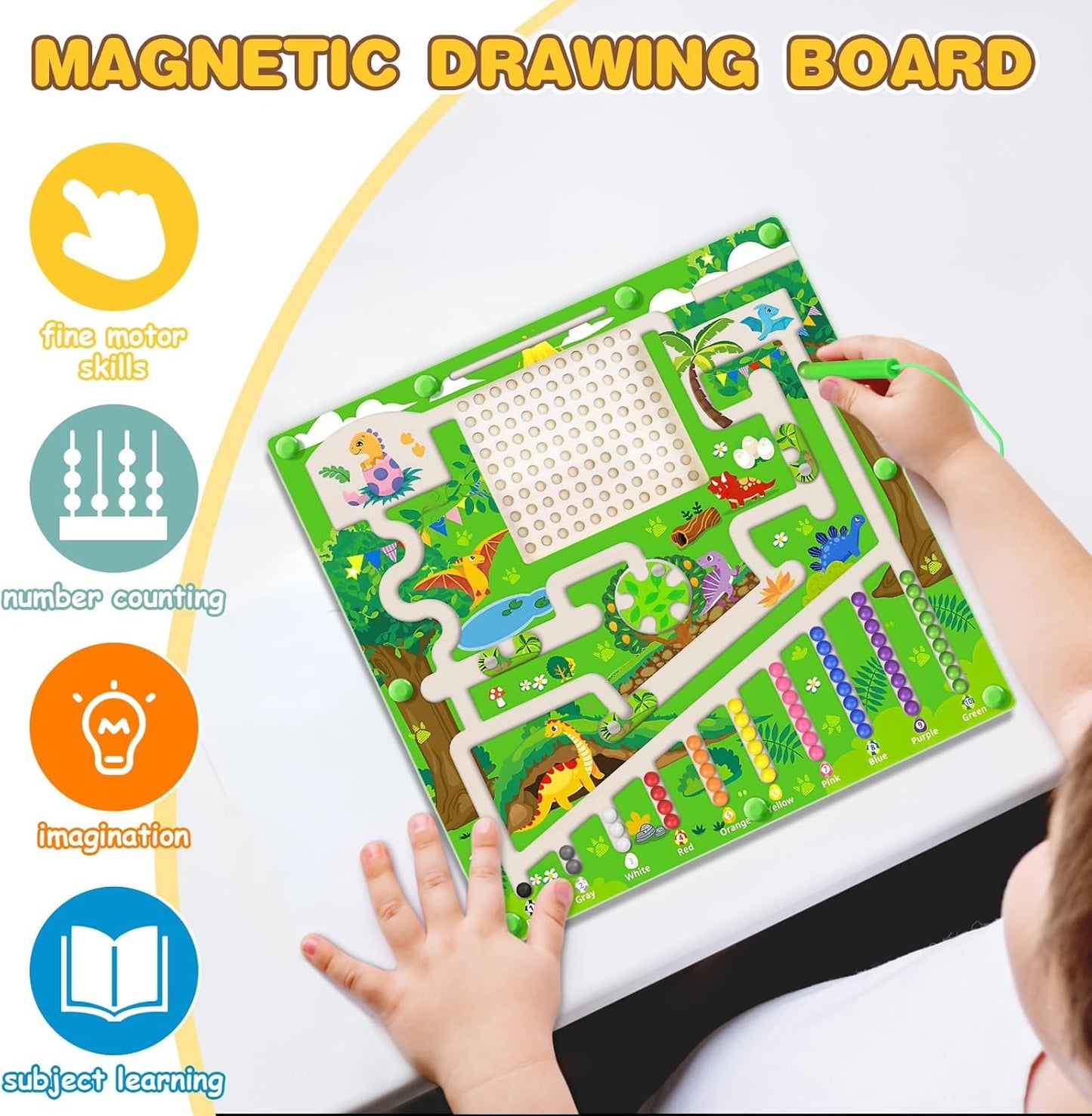 Magnetic Color and Number Maze, Montessori Toys for 3 4 5 Year Old Toddler Boys Girls, Magnet Drawing Board, Preschool Activities Educational Learning Toys, Gifts for Kids Birthday Christmas