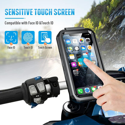 Faneam Waterproof Bicycle Phone Holder Mobile Phone Holder for Bike with 360 Rotation, Anti Vibration, Touch ID, Face ID, Mobile Phone Holder Scooter Motorcycle for Smartphone 4.7-6.1 Inches (S)