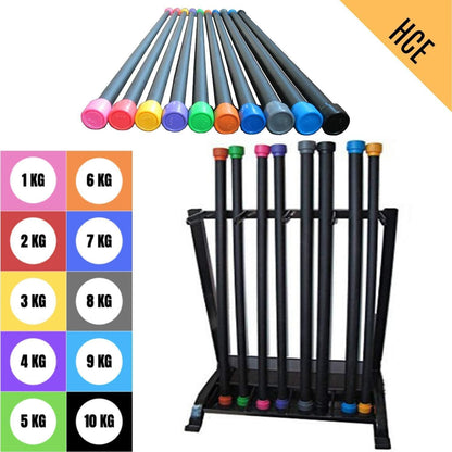 HCE Weighted Workout Gym Bar, Aerobics Bar, Solid Steel Padded Fitness Body Bar - Training Exercise Equipment Gear