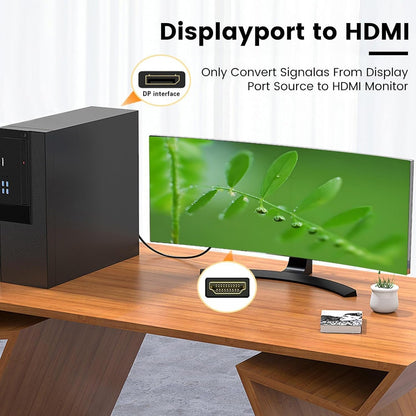 3M 4K DisplayPort to HDMI Cable Adapter, DP to HDMI Male Video UHD 4K@30Hz/2K@60Hz/1080P@120Hz DP to HDTV Uni-Directional Cord for Projector, Desktop, Dell, AMD, NVIDIA, Lenovo, ThinkPad