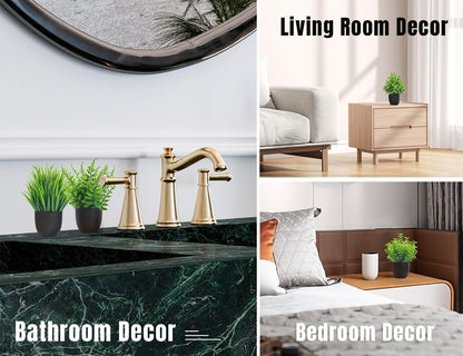 Der Rose Fake Plants 4 Packs Artificial Plants Small Faux Plants in Black Pot for Bathroom Home Office Desk Coffee Table Accessories Decor Indoor