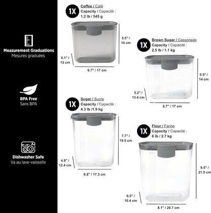 Starfrit PROKEEPER 7-pc Set - Brown Sugar, Coffee, Sugar, Flour Containers with accessories