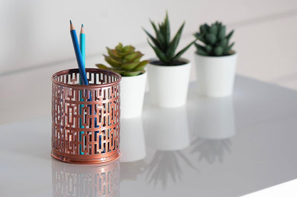 5 Piece Rose Gold Desk Organizer - Office Accessories, Modern Chic Dorm Desk Supply Set, Desk Accessories