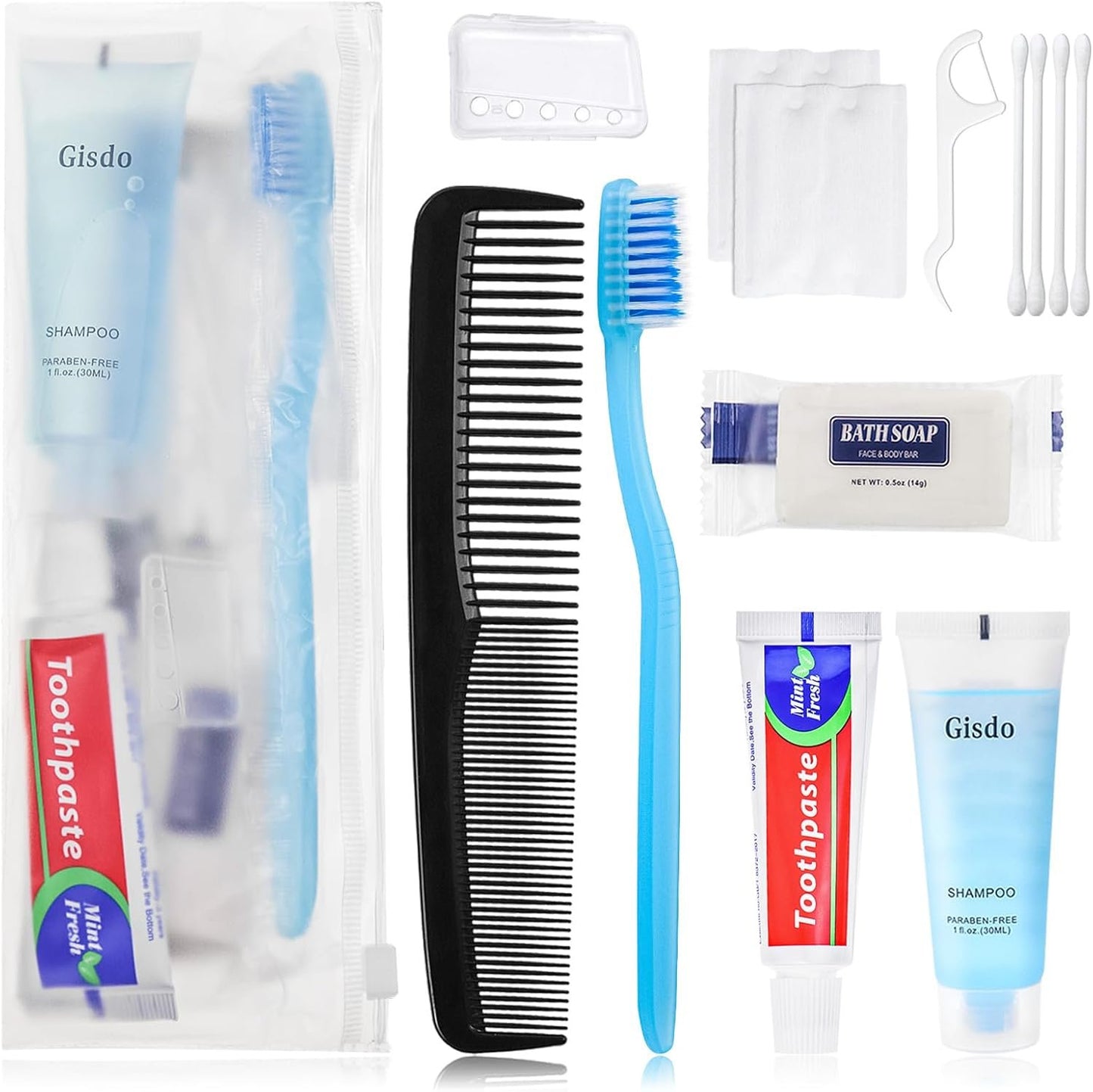 Gisdo Toiletry Kits Homeless Personal Hygiene Kit Bulk(10-IN-1), Pack of 5