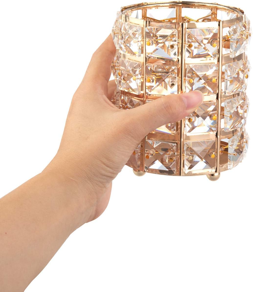 Feyarl Crystal Beads Makeup Brush Holder Pen Pencil Holder Storage Organizer Container (Gold)
