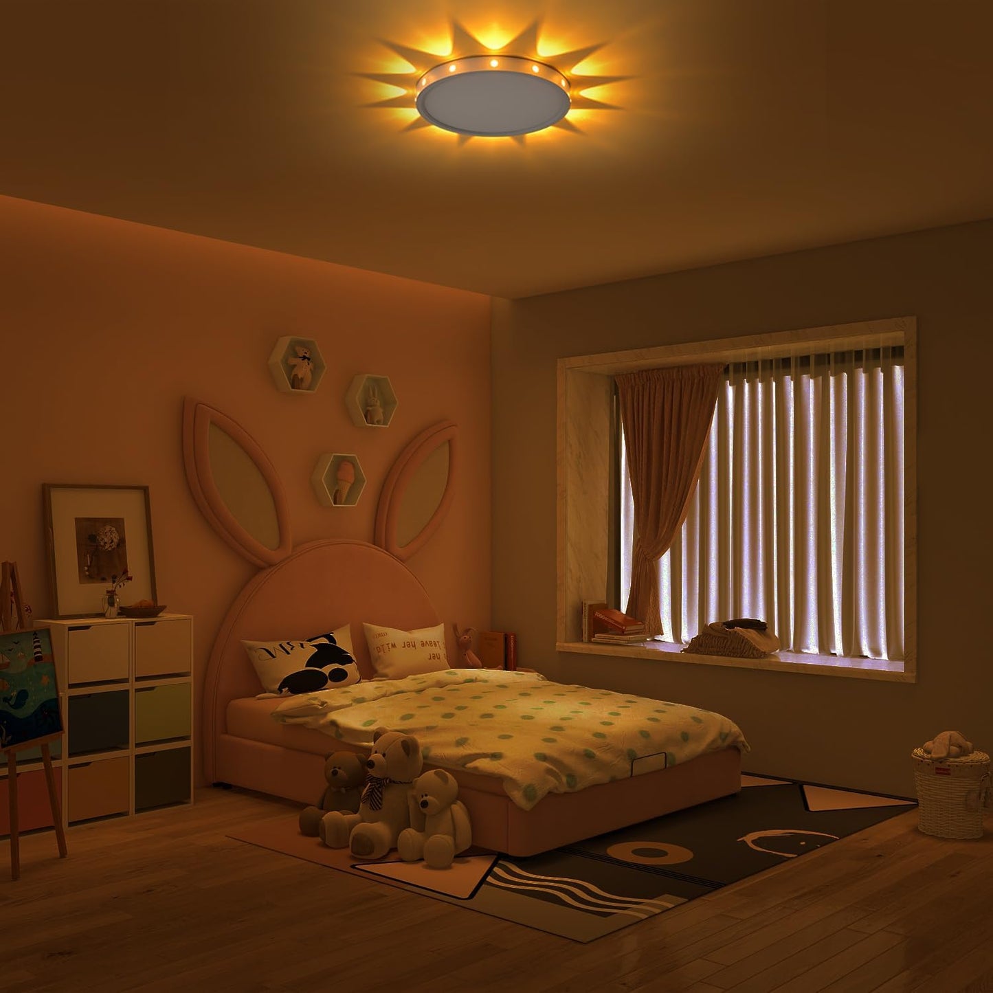 Dabulece 12 Inch 24W Flush Mount led Ceiling Light fixtures,3000K 4500K 6000K Modern Ceiling Lamp for Bedroom Boys Room