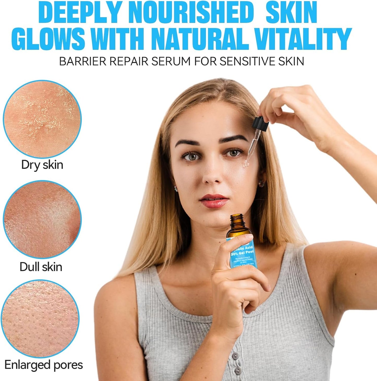 Glycolic Acid Serum Face Gel, Glycolic Acid 30% Gel, Powerful and Delicate Face Exfoliator, Glycolic Acid Renewal Serum, Smooth and Radiant Skin, Irritation-Free – 30 ml