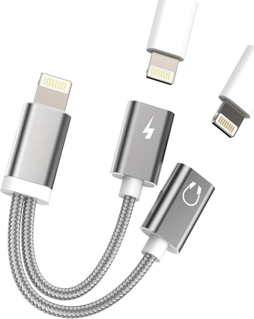 Dual Lightning Jack Splitter Apple MFI Certified (2 in 1) iPhone Headphone Adapter Charge Aux Dongle Cable Charging Earphone Audio Connector for 14 13 12 11 Pro Max X 7 8 Plus Ipad Charger IP-NLFX