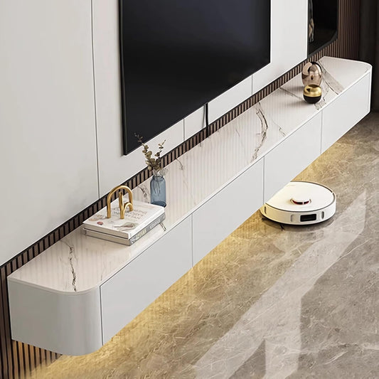 Coubird Solid Wood Suspended TV Cabinet, Modern Living Room TV Cabinet for Storage, TV Stand with Doors, Furniture for Living Room, Bedroom, Office (White-B, 160 cm/63.0in)