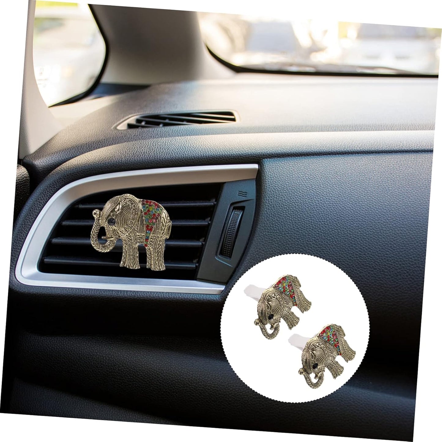 ERINGOGO 2sets Elephant Shaped Car Air Freshener Aroma Diffuser Clip Metal Odor Control Non-slip Ideal for Car Office Home 2pcs*2