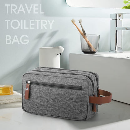 Mens Toiletry Bag, Bathroom Bag, Oxford Cloth Toiletry Bag for Men, Portable Travel Shaving Dopp Kit,Water-Resistant Cosmetic Bag Travel Organizer Storage for Accessories, Gray