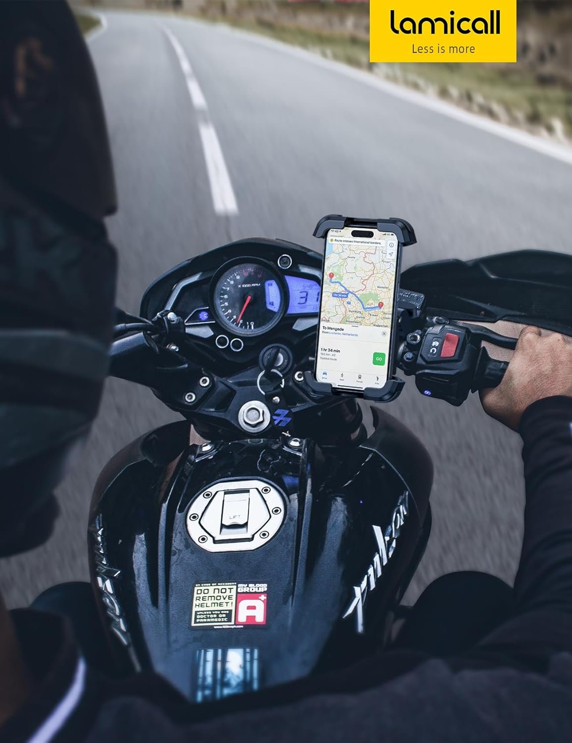 Lamicall Anti-Vibration Motorcycle Phone Holder – [Dual Shock Absorber] 360° Rotation, Universal Handlebar Mount Mobile Phone Bicycle for iPhone 16 15 14 13 12 Series, Xiaomi, 4.7-6.8 Inch Smartphones