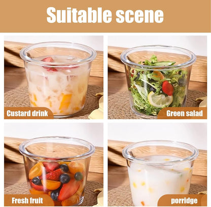 Glass Food Storage Containers, 4 Piece Set of Glass Meal Prep Containers with Sealed Lid, Microwave and Refrigerator Safe, Suitable for Fruits, Salads, Lunches, Ice Cream and Travelï¼ˆCircularï¼‰