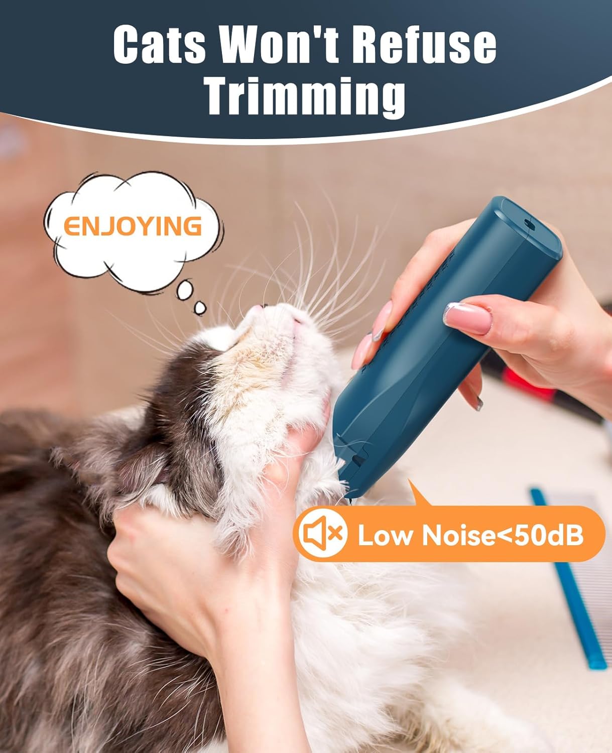 Oneisall Pet Clipper for Cat Matted and Long Hair - Quiet Cordless Shaver With Pet Hair Clippers