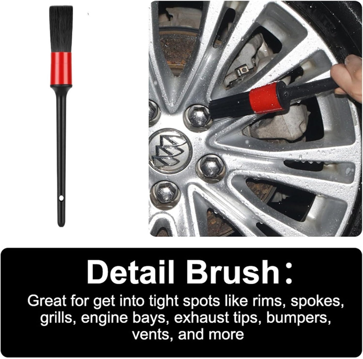 Wheel Rim & Tire Brush Set, Soft & Stiff Bristle Wash Cleaning Supplies Kit for Car Body Exterior Surface, Carpet, Truck,SUV,RV,Motorcycle