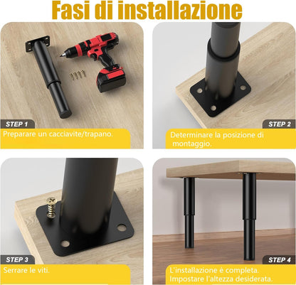 STOAT® Adjustable Furniture Feets.4 Pcs Adjustable 12-21cm Metal Furniture Feet for Cabinets, TV Cabinets, Sofas, Bedside Chairs, Adjustable Height 12-21cm