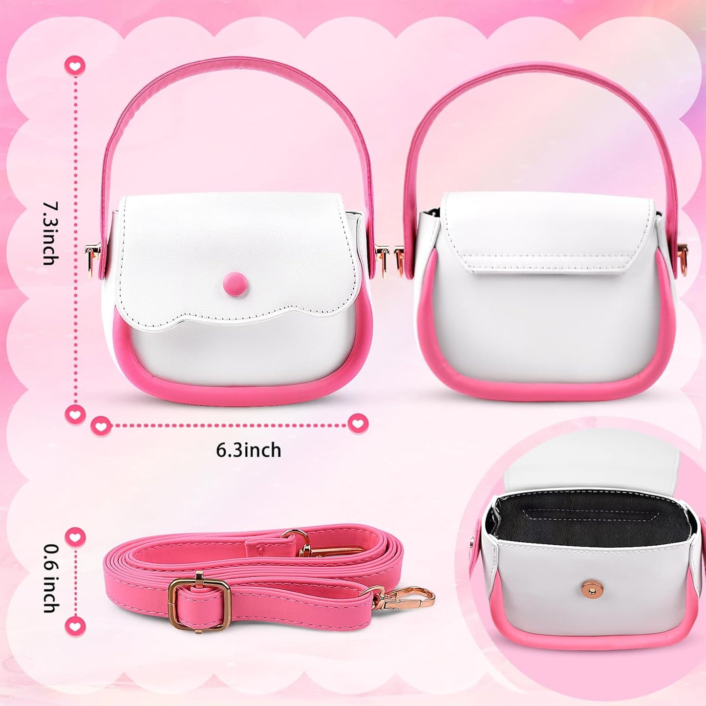 GJZZ Play Purse for Little Girls - Toddler Purse Set Pretend Play Makeup Toys, Kids Toy Purse Birthday Gifts for Girls Ages 3-5, 4-5, 6-8 Years Old, ABB-02, Pink