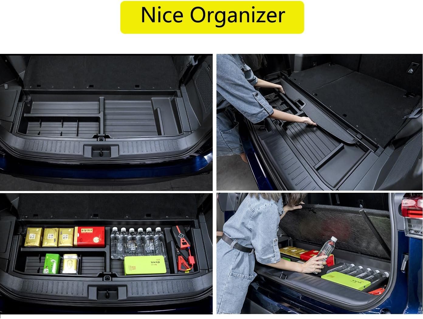 AutoQi For 2020-2025 Toyota Highlander Trunk Hidden Storage Box, SUV Insert Cargo Rear Hatch Organizer, Extra Space fits Highlander Under Cargo Floor Storage Bins Accessories