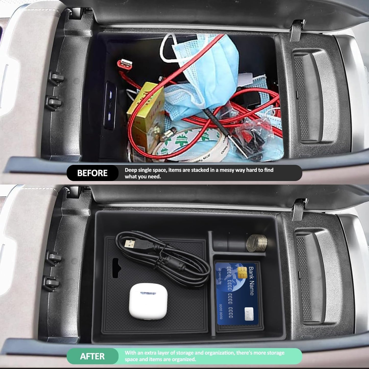 yboueo For Benz EQE EQS Center Console Organizer Trayï¼ŒArmrest Storage Box Compatible with Mercedes Benz EQE350 EQE350+ EQE500 EQS 400 450+ 580 AMG 2023+Interior Accessory