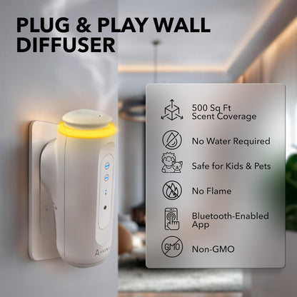 Aromify Plug-in Essential Oil Diffuser for Home, Office, Hotel & Spa, 500 sq.ft Quiet Aroma Diffuser, Waterless & Waterless, Bluetooth Enabled, Control