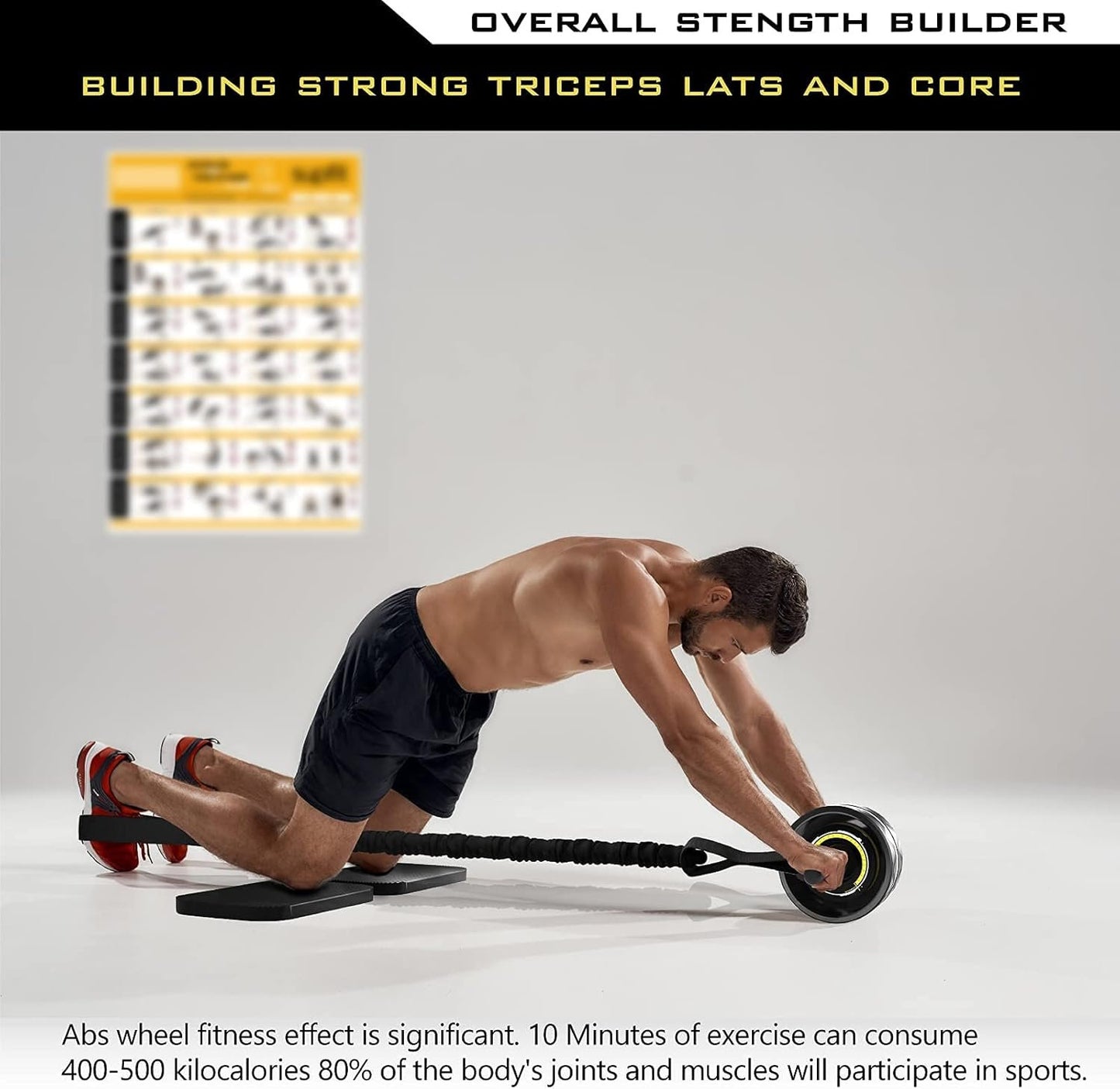 SUPFIT Ab Roller Wheel, 6 in 1 Ab Roller kit with Knee Pads, Push-Up Bars, Resistance Bands, Workout Poster, Workout Guide, Perfect Home Gym Equipment for Men Women Abdominal Exercise