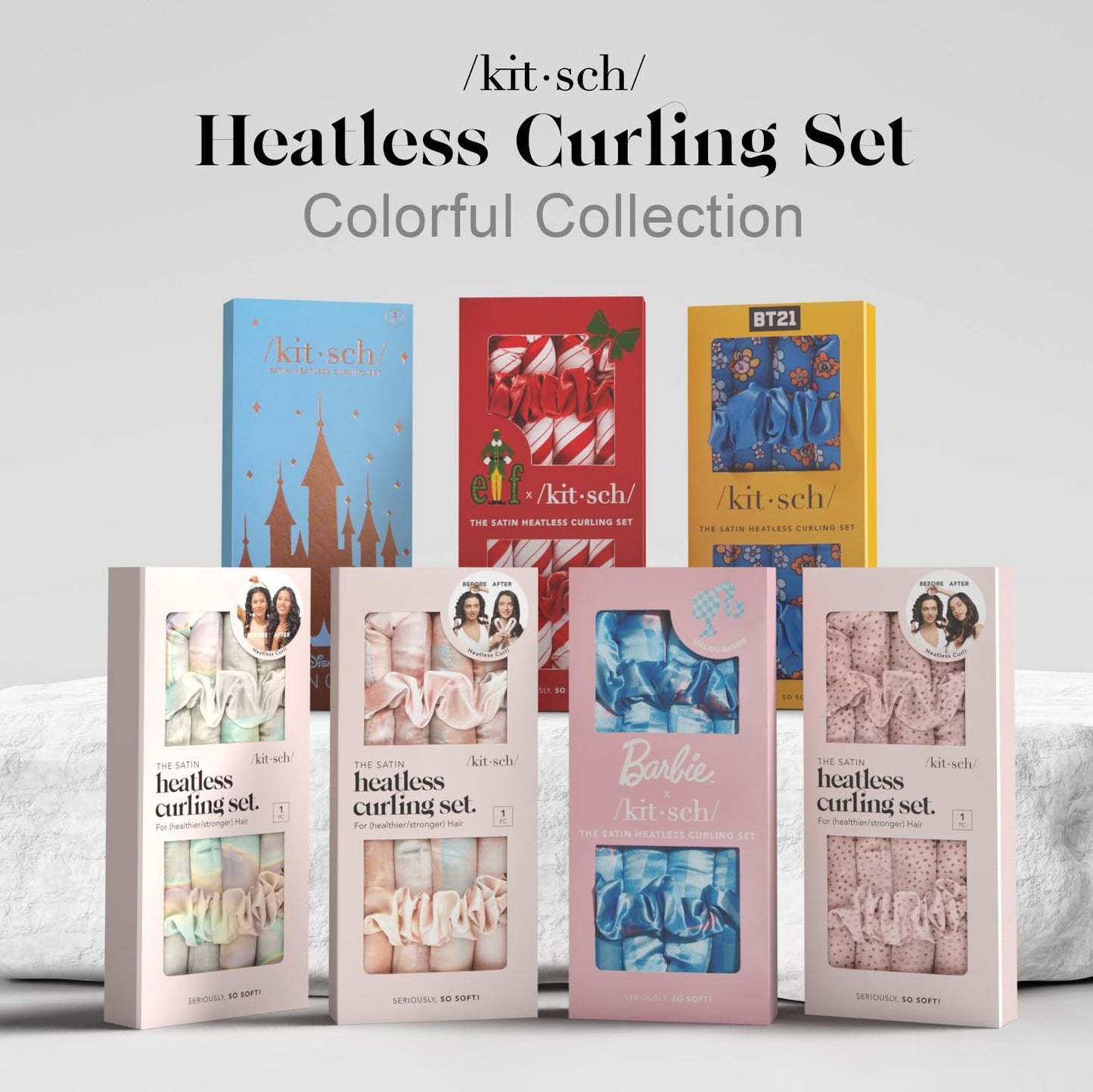 Kitsch Satin Curling Iron Set No Heat Hair Rollers Hair Rollers No Heat Curlers and Hot Rollers Sleeping Curlers | Heatless Curling Headband | No Curling Curlers