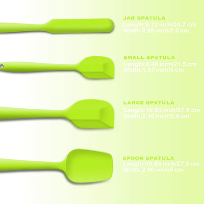 4 Piece Silicone Spatula Set, Flexible Heat Resistant Non-Scratch Baking Cooking Rubber Spatulas with Stainless Steel Core, Green