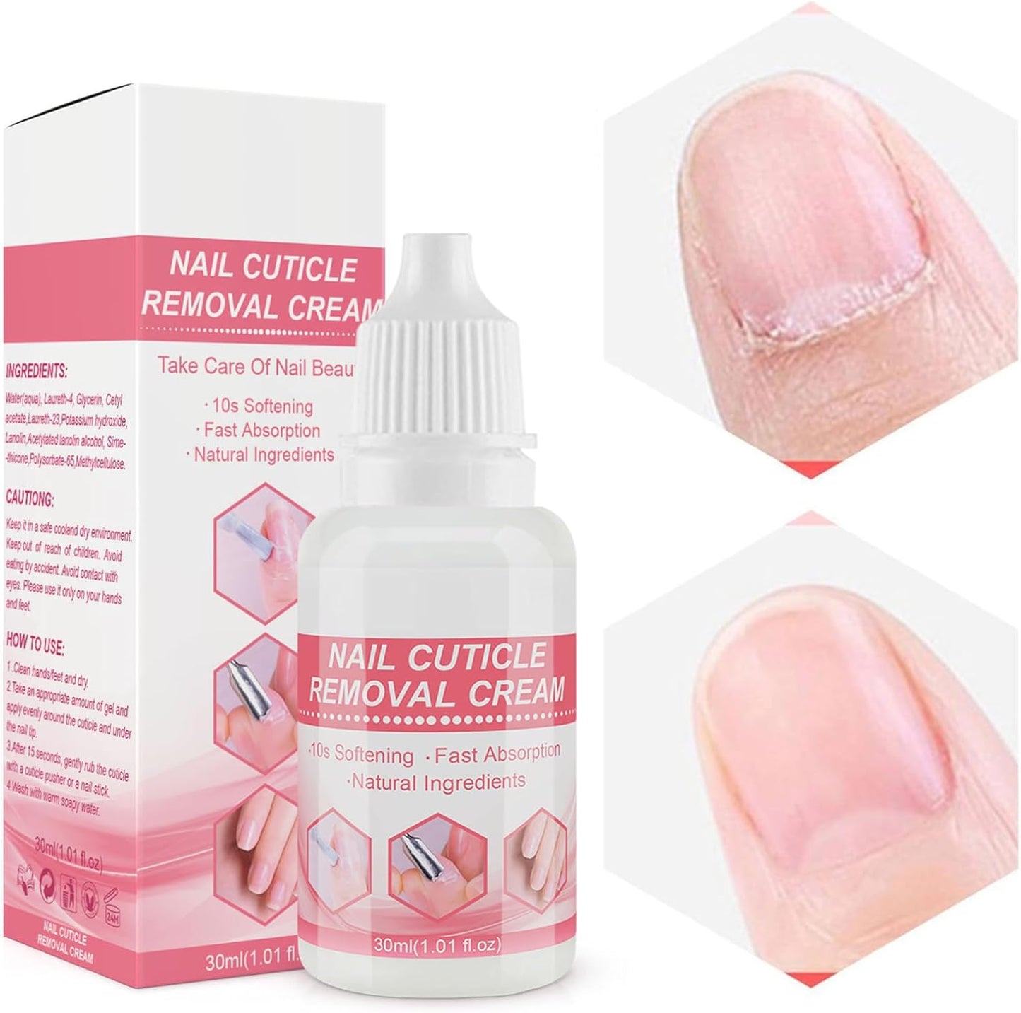 Cuticle Softener Liquid, Nail Care Cream 30ml, Moisturizing Daily Treatments for Dry Skin, Hydrating Formula for Nail Repair, Strengthens Damaged Cuticles, 3.35x1.14x3.35 Inches