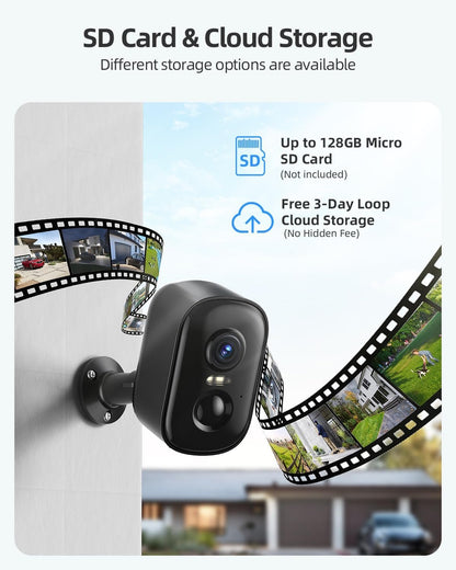 2K Security Cameras Wireless Outdoor, 2 Pack Battery Powered WiFi Cameras for Home Security with AI Motion Detection, Spotlight Color Night Vision, 2-Way Talk, Siren Alarm, IP65, Cloud/SD Storage