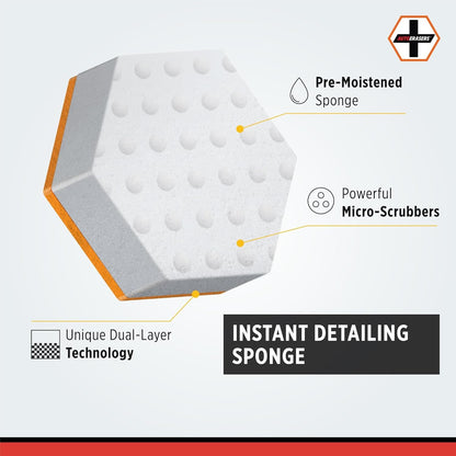 AutoERASERS™ Instant Detailing Car Bikes Wash Sponge, Non-Scratch Car Cleaning Sponge, Dual-Sided Auto Cleaning Sponges Pre-Moistened and Portable for On-The-Go Use, Pack of 3