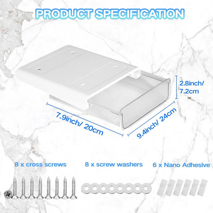 Self-adhesive Under Desk Drawer Organizer, 2 Pack Table Hidden Slide Out Large Storage Mounted Desktop Pencil Holder Tray Drawers for Office Home School Stationery Kitchen (Large, White)