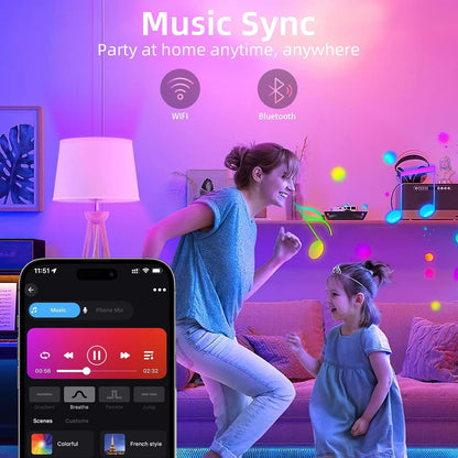 Tenmiro Smart Light Bulbs, 9W A19 Color Changing Light Bulb Work with Alexa, Google Assistant & Google Home, Music Sync WiFi & Bluetooth LED Bulbs Dimmable 800LM