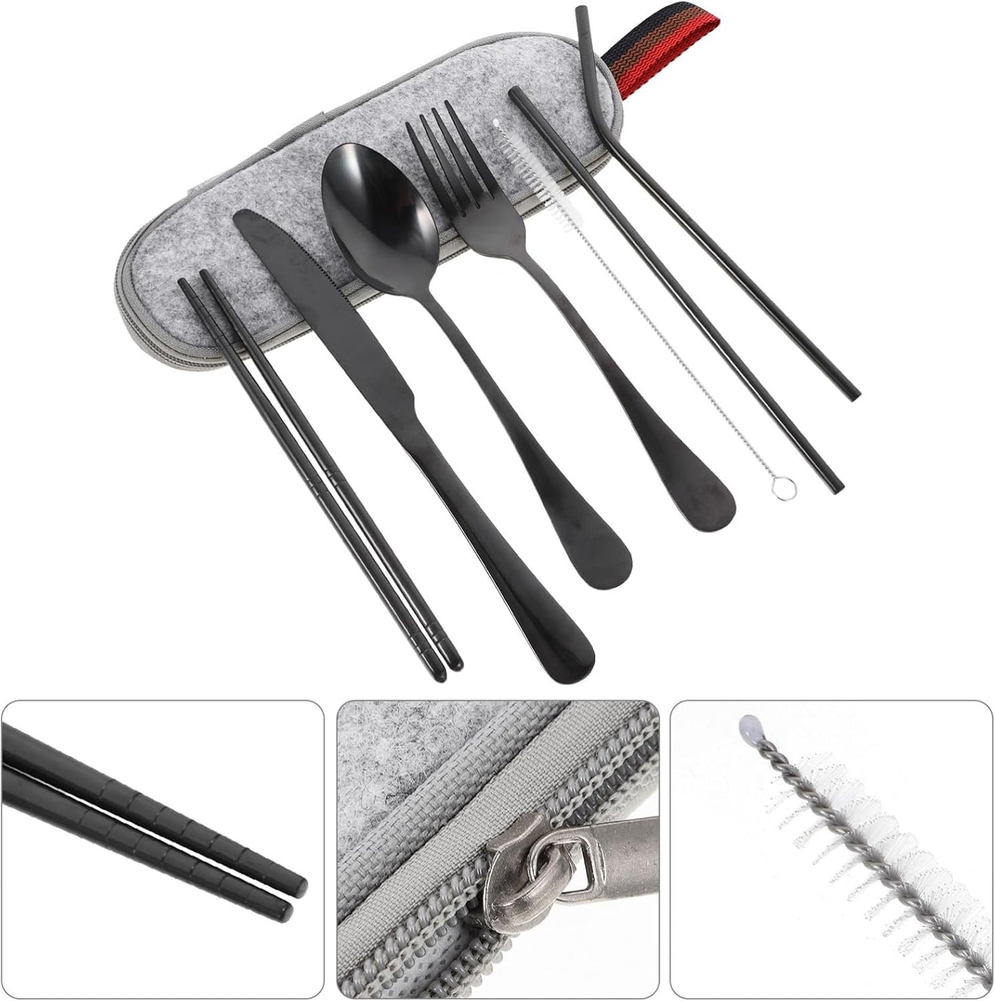 PRETYZOOM 2 Set Gadget stoviglie cannucce di Cucchiaio divisori per cassetti Bacchette Coltelli forchette cucchiai Posate Utensili da Cucina Acciaio Inossidabile Black