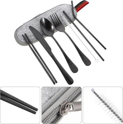 PRETYZOOM 2 Set Gadget stoviglie cannucce di Cucchiaio divisori per cassetti Bacchette Coltelli forchette cucchiai Posate Utensili da Cucina Acciaio Inossidabile Black
