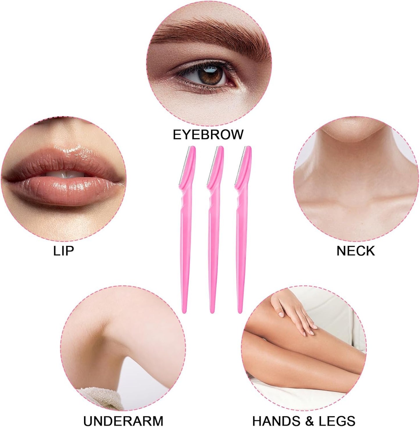 12 Pcs Eyebrow Razors, Face Razors Multipurpose, Exfoliating Dermaplaning Tools, Eyebrow Trimmers Shaver with Safety Cover, Facial Hair Removal for Women Men Body Use (Pink)